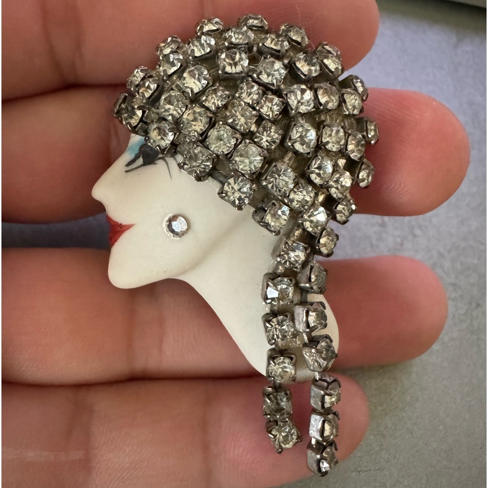 Vintage stunning flapper by Elvira porcelain pin